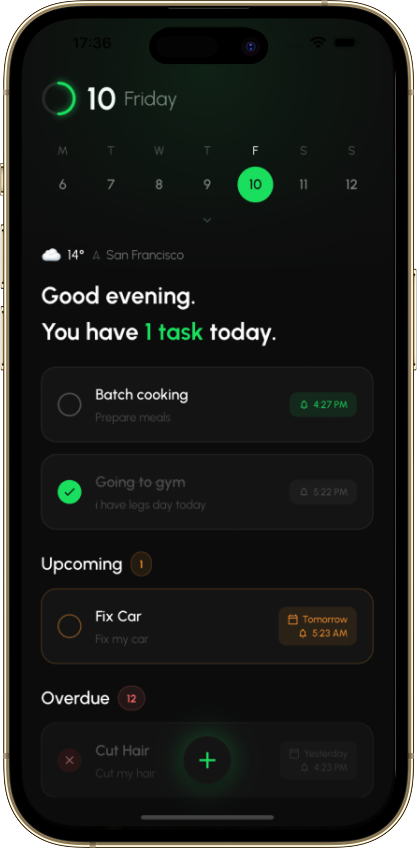 DayFlow app mockup showing the daily planner interface